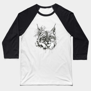 Bobcat Head Black and White Baseball T-Shirt